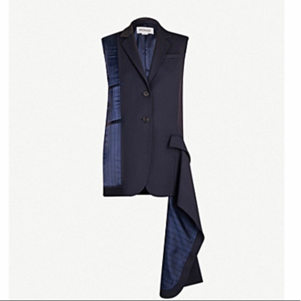 MONSE Sleeveless Wool-blend Blazer In Navy